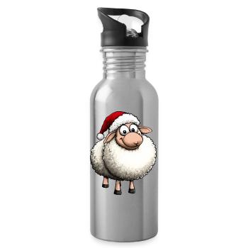 Sheep Christmas - Water bottle with straw - silver - Right