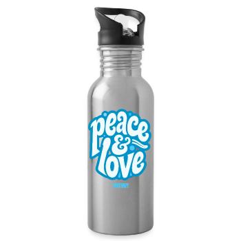 PEACE LOVE #3 [Let's Talk]  - Gourde avec paille intégrée - argent clair - Droite