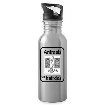 Snake with hairstyle - Water bottle with straw - silver - Right