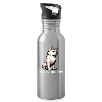 Talk to the Paw White Shepherd - Water bottle with straw - silver - Right