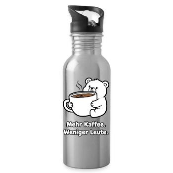 Mehr Kaffee Weniger Leute Bär - Trinkflasche mit integriertem Trinkhalm - Lightsilver - Rechts