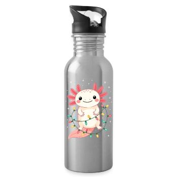Axolotl Weihnachten Weihnachtspullover lustig süß - Trinkflasche mit integriertem Trinkhalm - Lightsilver - Rechts