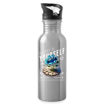 Believe in Yourself Blossom - Water bottle with straw - silver - Right