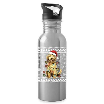 Cadeau de Noël pour un chien de Noël moche pour caniche - Gourde avec paille intégrée - argent clair - Droite