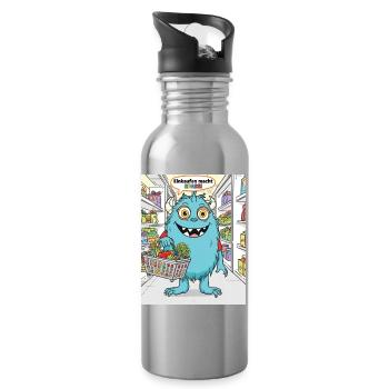 Einkaufsmonster Cartoonstil - Trinkflasche mit integriertem Trinkhalm - Lightsilver - Rechts