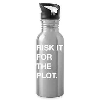 Risk it for the Plot Statement Bold Typo Trend - Water bottle with straw - silver - Right