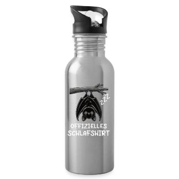 Official Sleeping Shirt Bat Bats - Water bottle with straw - silver - Right