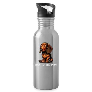 Talk to the Paw Dackel Dackelbesitzer Dackelhalter - Trinkflasche mit integriertem Trinkhalm - Lightsilver - Rechts