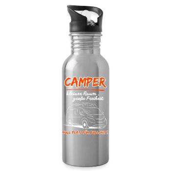 Camping Van Motorhome Saying - Water bottle with straw - silver - Right