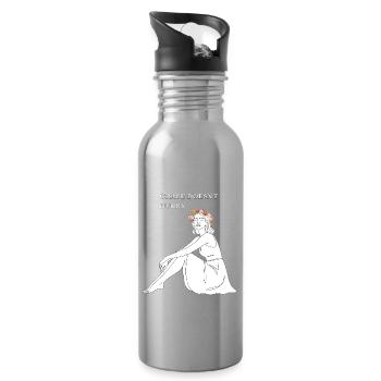 Grace Doesn't Hurry – Line Art Summer Motif - Water bottle with straw - silver - Right