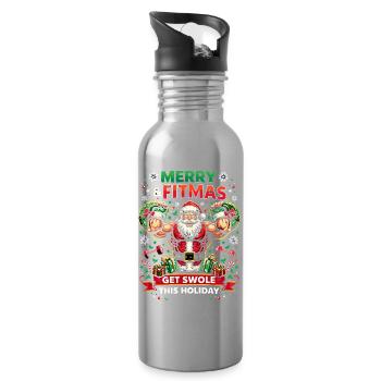 Santa Fitmas Strength Training - Water bottle with straw - silver - Right