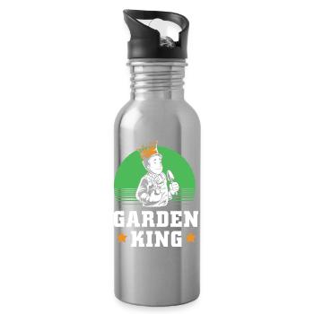 Cadeau de vers de compost - Gourde avec paille intégrée - argent clair - Droite