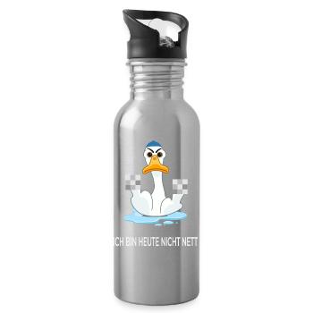 Je ne suis pas gentil aujourd’hui – Canard drôle - Gourde avec paille intégrée - argent clair - Droite