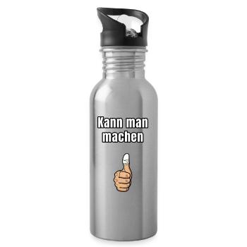You can do it – Ironic thumb - Water bottle with straw - silver - Right