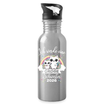 I Will Be Big Sister 2026 Pregnancy - Water bottle with straw - silver - Right