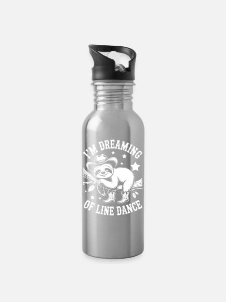 Faultier  LineDance Traum - Trinkflasche mit integriertem Trinkhalm - Lightsilver