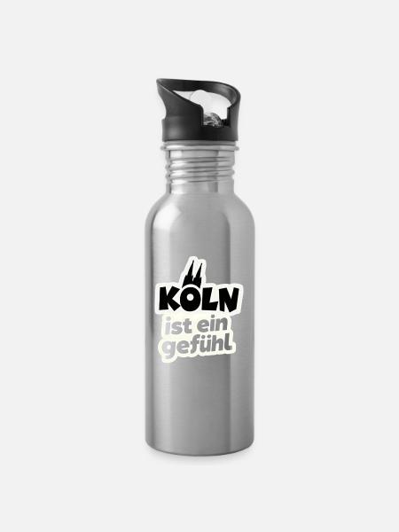 Köln ist ein Gefühl Kölner dom - Trinkflasche mit integriertem Trinkhalm - Lightsilver