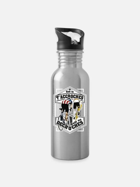 Hooks or Stalls Cycling - Water bottle with straw - silver