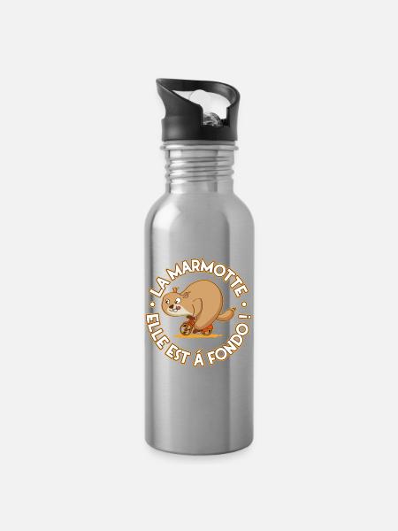 Murmeltier mit Vollgas einschalten - Trinkflasche mit integriertem Trinkhalm - Lightsilver