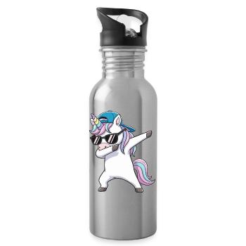 Coole Dabbing Einhorn-Sonnenbrille Cartoon-Kunst - Trinkflasche mit integriertem Trinkhalm - Lightsilver - Rechts