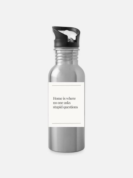 Zuhause Keine Fragen - Trinkflasche mit integriertem Trinkhalm - Lightsilver