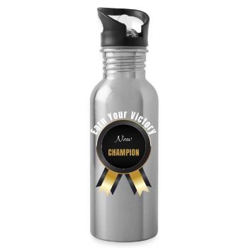 Verdiene deinen Sieg – Champion | Motivationspreis Ba - Trinkflasche mit integriertem Trinkhalm - Lightsilver - Rechts