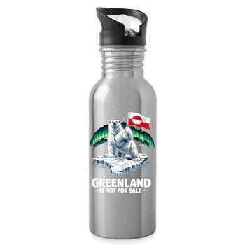 Le Groenland n’est pas à vendre, Drapeau Bear Dic - Gourde avec paille intégrée - argent clair - Droite