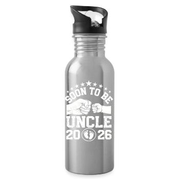 Annonce du nouveau bébé bientôt de l’oncle 2026 - Gourde avec paille intégrée - argent clair - Droite