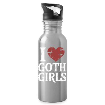 Ich liebe Goth Girls - Trinkflasche mit integriertem Trinkhalm - Lightsilver - Rechts