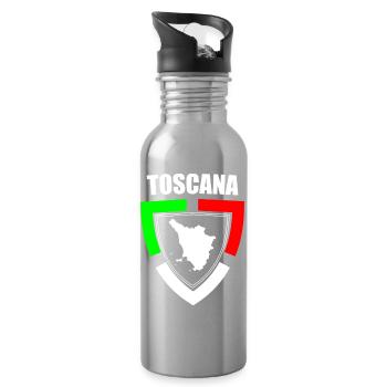 Souvenir toscane en t-shirt tricolore d’Italie - Gourde avec paille intégrée - argent clair - Droite