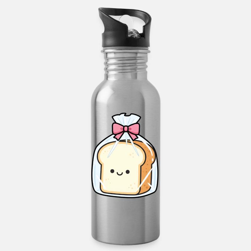 Kawaii-Brot in Beuteln mit rosa Schleife - Trinkflasche mit integriertem Trinkhalm - Lightsilver
