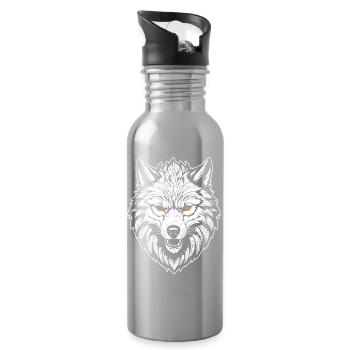 Loup - Gourde avec paille intégrée - argent clair - Droite