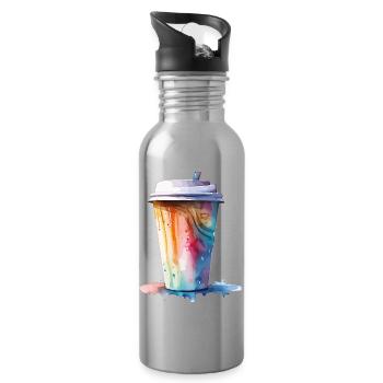 Cappuccino Coffee Mug Art - Water bottle with straw - silver - Right