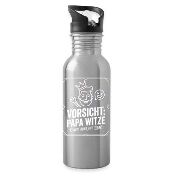 Vorsicht Papa Witze - Trinkflasche mit integriertem Trinkhalm - Lightsilver - Rechts