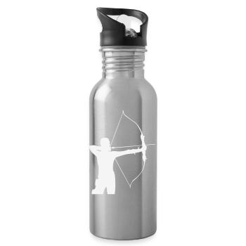 Bogenschütze Silhouette - Trinkflasche mit integriertem Trinkhalm - Lightsilver - Rechts