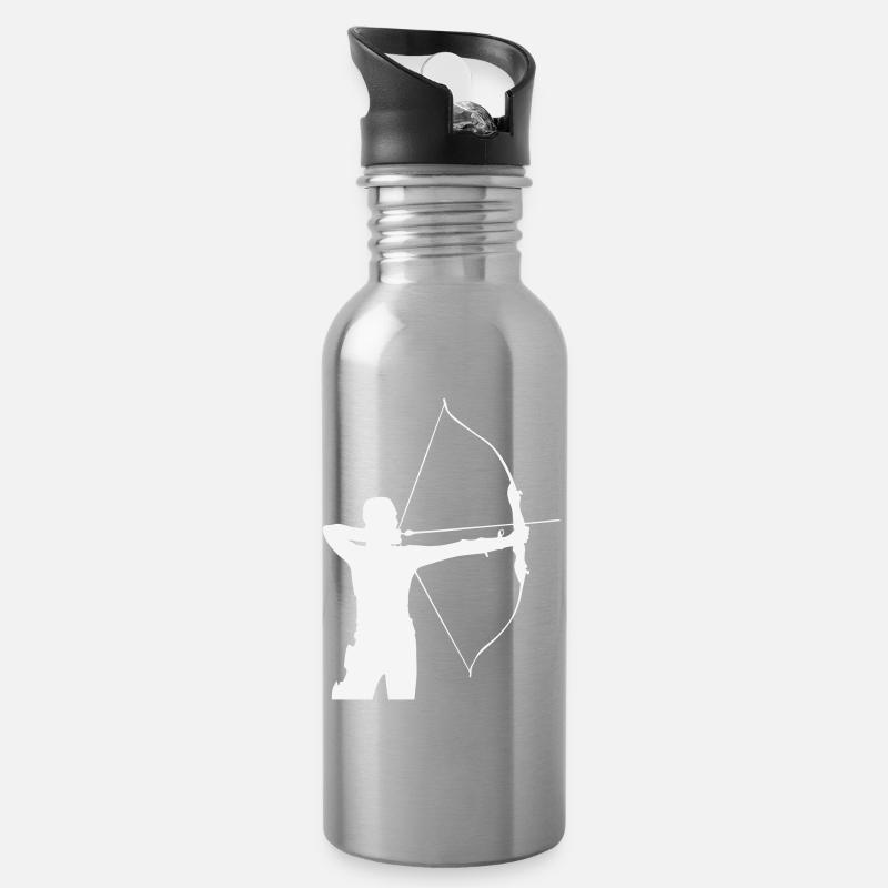 Bogenschütze Silhouette - Trinkflasche mit integriertem Trinkhalm - Lightsilver