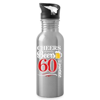 Cheers and Beers to 60 Years – Geburtstag Spruch - Trinkflasche mit integriertem Trinkhalm - Lightsilver - Rechts