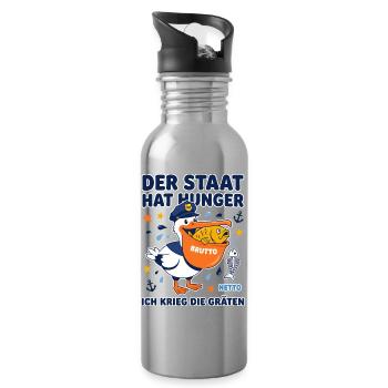 Der Staat Hat Hunger Pelikan - Trinkflasche mit integriertem Trinkhalm - Lightsilver - Rechts