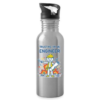 Vertrau mir, ich bin Ingenieur – für einen dunklen Hintergrund - Trinkflasche mit integriertem Trinkhalm - Lightsilver - Rechts