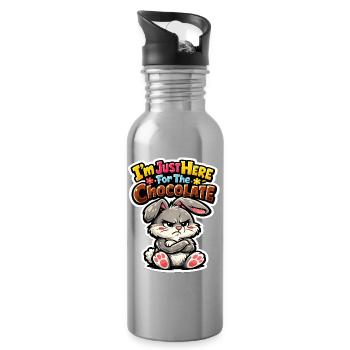 Bunny Bunny Spring Summer Easter Garden - Water bottle with straw - silver - Right