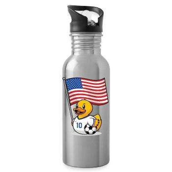 USA Football Shirt for Fans - Water bottle with straw - silver - Right