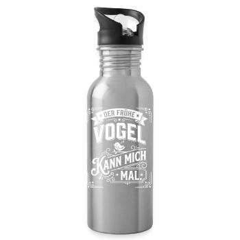 Der frühe Vogel kann mich mal Humor - Trinkflasche mit integriertem Trinkhalm - Lightsilver - Rechts
