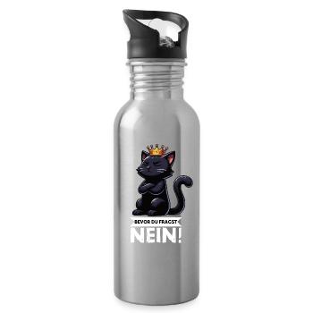 Avant que tu ne demandes Pas de chats Chats Amateur des chats - Gourde avec paille intégrée - argent clair - Droite