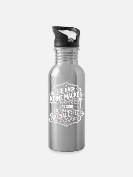 Keine Macken, Special Effects - Trinkflasche mit integriertem Trinkhalm - Lightsilver