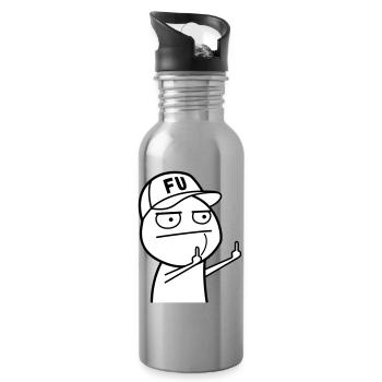 FU Meme avec casquette de baseball (les couleurs peuvent être changées) - Gourde avec paille intégrée - argent clair - Droite