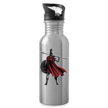Spartan Back Spear Shield Mascot Fitness - Water bottle with straw - silver - Right