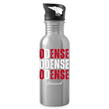 Odense in the Heart, Denmark present - Water bottle with straw - silver - Right