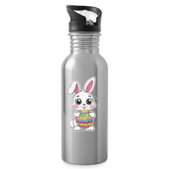 Lapin mignon lapin de Pâques mignon lapin de Pâques - Gourde avec paille intégrée - argent clair - Droite