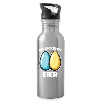 Dicke Eier die dicksten Eier Ostereier - Trinkflasche mit integriertem Trinkhalm - Lightsilver - Rechts