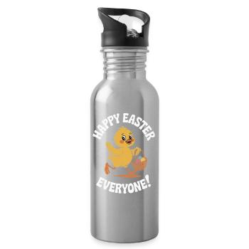Joyeuses Pâques à tous, Frohe Ostern Vintage - Gourde avec paille intégrée - argent clair - Droite